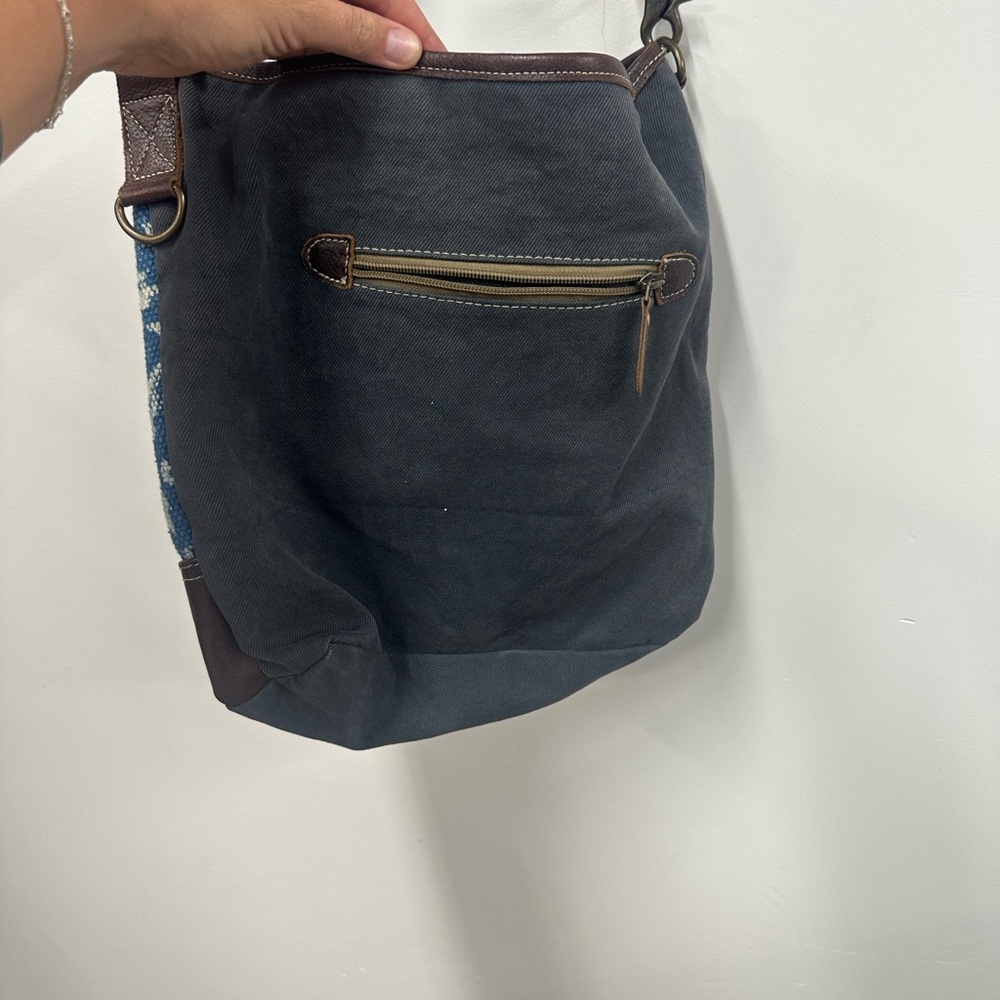 Myra Bags Blue Bliss Canvas, leather & Rug Shoulder Bag S-1950 - Picture 6 of 7